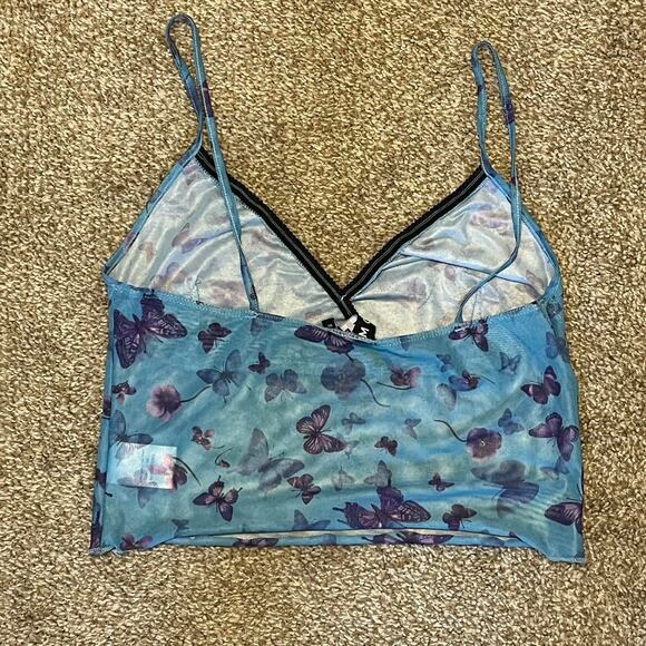 Mesh blue and purple butterfly cami top - Picture 4 of 5